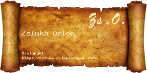 Zsinka Orion névjegykártya